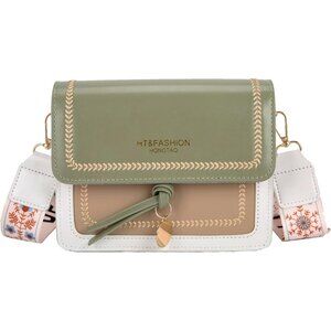 Color-Block Crossbody Bag Faux Leather Womens Casual Small Shoulder Purse